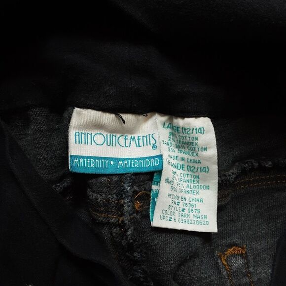 ANNOUNCEMENTS Maternity Jeans High Bump Panel Size L  12/14 - Picture 8 of 13